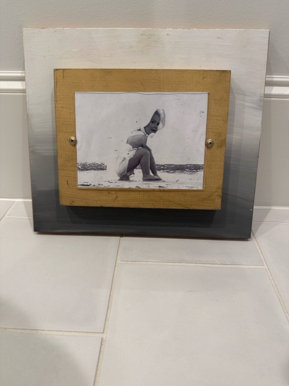 Handmade Two-Tone Picture Frame with Gold Inner Mat